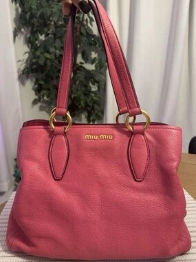 Miu Miu Pink Leather Shoulder Bag with Gold Hardware